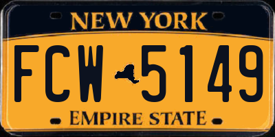 NY license plate FCW5149