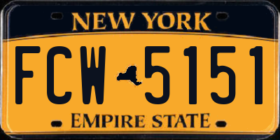 NY license plate FCW5151
