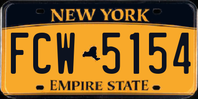 NY license plate FCW5154