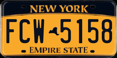 NY license plate FCW5158