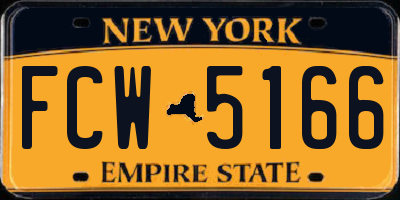 NY license plate FCW5166