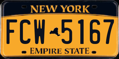 NY license plate FCW5167