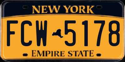 NY license plate FCW5178