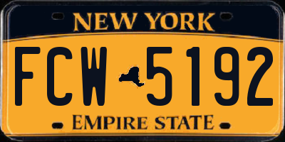 NY license plate FCW5192