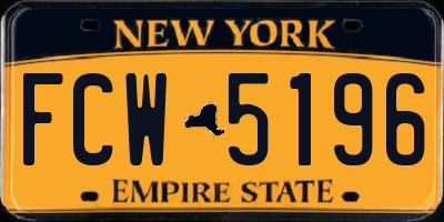 NY license plate FCW5196
