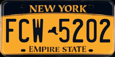 NY license plate FCW5202