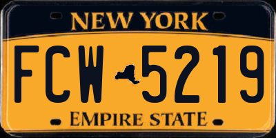 NY license plate FCW5219