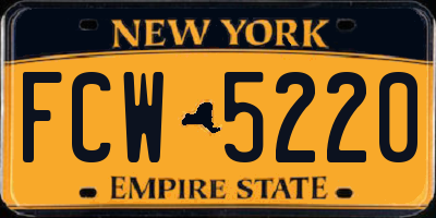 NY license plate FCW5220
