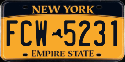 NY license plate FCW5231