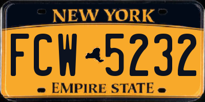 NY license plate FCW5232