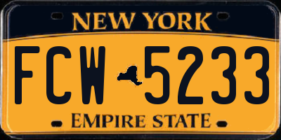 NY license plate FCW5233