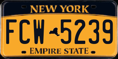 NY license plate FCW5239