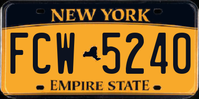 NY license plate FCW5240