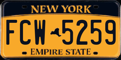 NY license plate FCW5259