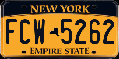 NY license plate FCW5262