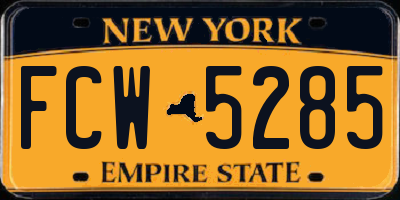NY license plate FCW5285