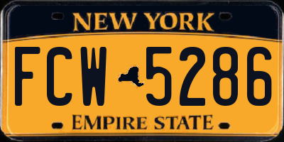 NY license plate FCW5286