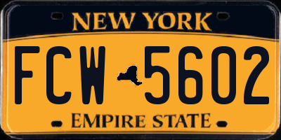 NY license plate FCW5602