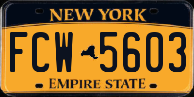 NY license plate FCW5603