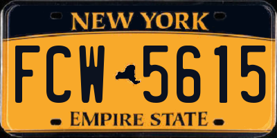 NY license plate FCW5615