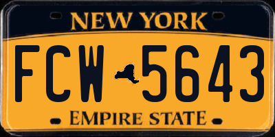 NY license plate FCW5643