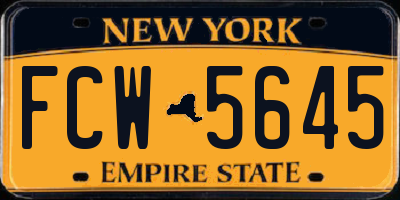 NY license plate FCW5645