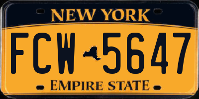 NY license plate FCW5647