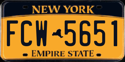 NY license plate FCW5651
