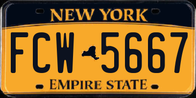 NY license plate FCW5667