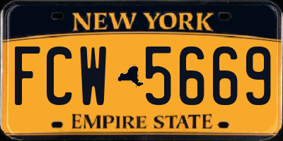 NY license plate FCW5669