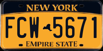 NY license plate FCW5671
