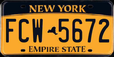 NY license plate FCW5672