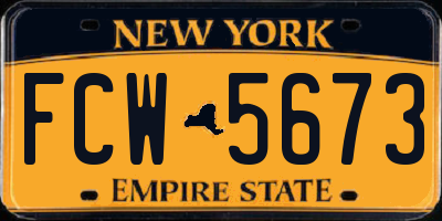 NY license plate FCW5673