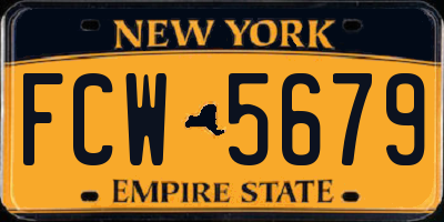 NY license plate FCW5679