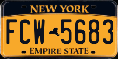 NY license plate FCW5683