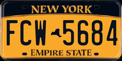 NY license plate FCW5684