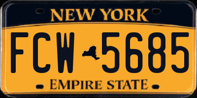 NY license plate FCW5685
