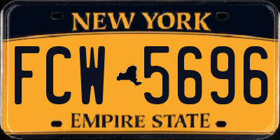 NY license plate FCW5696