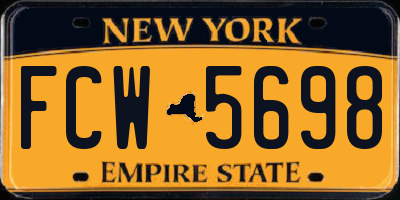 NY license plate FCW5698