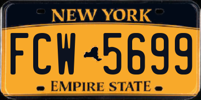 NY license plate FCW5699