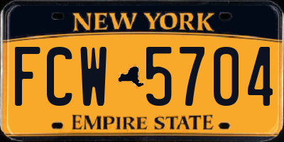 NY license plate FCW5704
