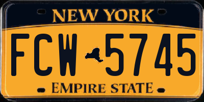 NY license plate FCW5745