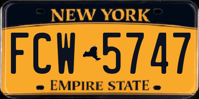 NY license plate FCW5747