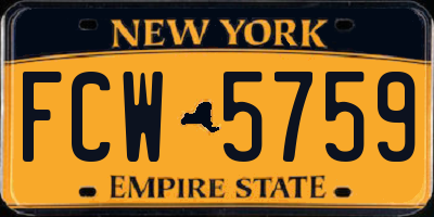 NY license plate FCW5759