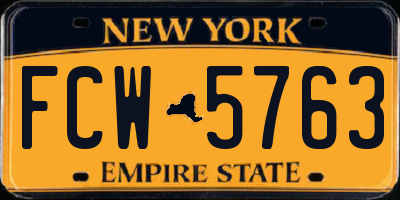 NY license plate FCW5763