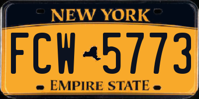 NY license plate FCW5773