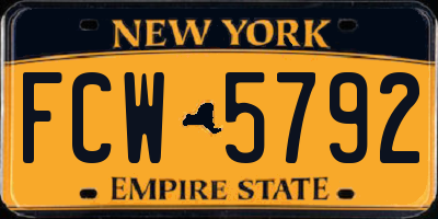 NY license plate FCW5792