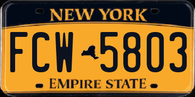 NY license plate FCW5803