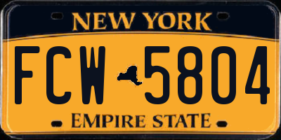 NY license plate FCW5804