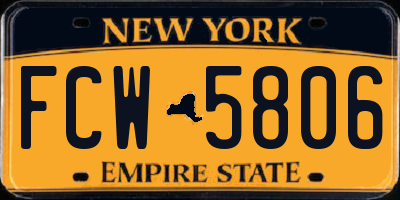 NY license plate FCW5806
